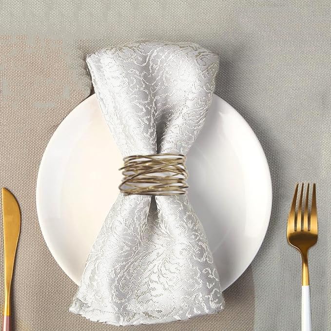 Silver Napkin Rings - 6 PCS Metal Napkin Rings(Twisted Wire) Napkin Holders Buckles for Family Dinner, Wedding, Party,Table Decorations