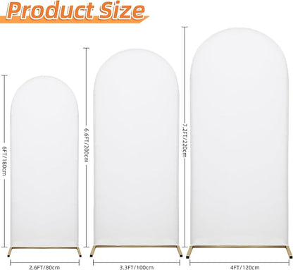 Wedding Arch Covers Arch Backdrop Cover Arch Stand Covers 7.2FT 6.6FT 6FT Set of 3 Arch Cover Spandex Fabric Stretchy Backdrop for Wedding Birthday Party Decoration Baby Shower (White, Cover Only)