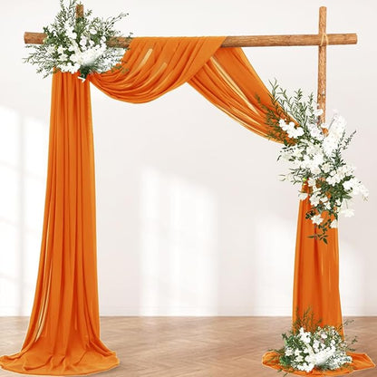 Wedding Arch Draping Fabric 1 Panel 30'' x 18FT Orange Sheer Chiffon Arch Drapery for Photo Booth Bridal Shower Baby Shower Church Decor Newborn Photography Christening Outdoor Party