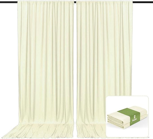 2 Panels Beige Backdrop Curtain, 10 x 7 Feet Background Curtains for Parties, Weddings, Baby Showers, Bachelorette Halloween, Christmas Birthday Party Photoshoot Backdrop Curtains Decorations