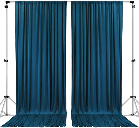 AK TRADING CO. 10 feet x 8 feet IFR Polyester Backdrop Drapes Curtains Panels with Rod Pockets - Wedding Ceremony Party Home Window Decorations - Dark Teal