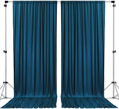 AK TRADING CO. 10 feet x 10 feet Dark Teal IFR Polyester Backdrop Drapes Curtains Panels with Rod Pockets - Wedding Ceremony Party Home Window Decorations