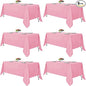 Fitable Pink Rectangle Tablecloths for 6 Foot Tables, 6 Pack - 70 x 108 Inches - Stain Resistant and Washable Table Clothes, Polyester Fabric Table Covers for Wedding, Party, Banquet, Buffect