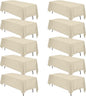 BRILLMAX 10 Pack Beige Tablecloths 70 x 120 Inch for 6ft or 8ft Rectangle Tables - Rectangular Bulk Linen Polyester Fabric Washable Cloth Cover for Wedding Reception Banquet Birthday Party