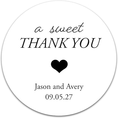 Personalized Wedding Stickers - Custom Wedding Envelope Seals for Invitations, Thank You Cards, and Save The Date (50-1000 Stickers) (Sweet Thank You)