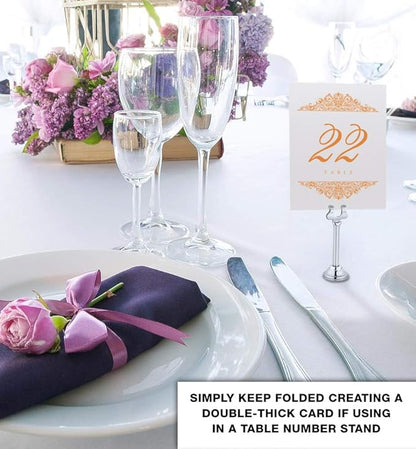 Paisley Wedding Table Numbers (Select Color/Quantity), Champagne, Orange, 1-30, Double Sided, Tent or Use in a Stand, Great for Parties & Restaurants - Made in the USA