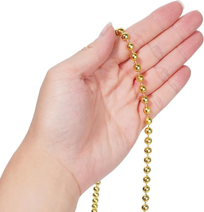 Faux Gold Pearl Beads Garland - 6mm Christmas Tree Beads 22 Yards Spool Pearl String Roll for Wedding Party Christmas Tree Decoration
