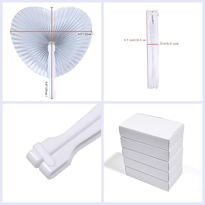 12 Packs Decorative Paper Folding Hand Fans Handheld,Silver Heart Foldable Wedding Fans Chinese and Japanese Fans Bulk for Bridal Guest Church Party Favors Dancing Birthday DIY