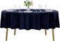 60 inch Round Tablecloth Washable Polyester Table Cloth Decorative Table Cover for Wedding Party Dining Banquet（60 inch,Navy）