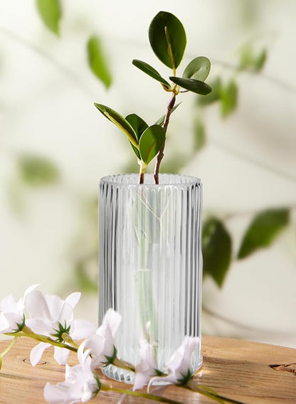 Serene Spaces Living Clear Pleated Glass Votive Holder, Decorative Centerpiece for Wedding, Christmas, Thanksgiving, Party, Dining Table, Living Room, Home Décor, Measures 11" Tall