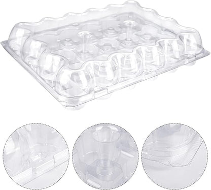 TWOWYHI 24 Counts x 10 Sets Cupcake Containers Cupcake Boxes Plastic Cupcakes Carrier Holders for Clear Plastic Disposable Cupcakes Container with Detachable Tall Lid