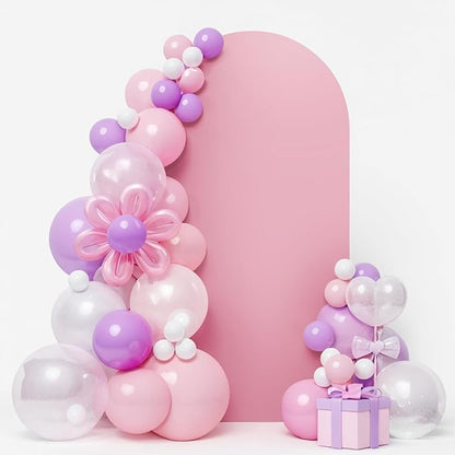 LEBENGURU Upgraded 6FT Wedding Arch Cover, Dusty Pink Spandex Fitted Arch Backdrop Cover, Round Top Chiara Stand Covers for Birthday Party Baby Shower Banquet Balloon Décor
