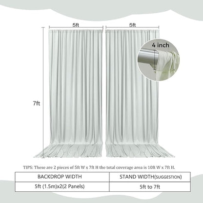 2 Panels Silver Backdrop Curtain, 10 x 7 Feet Background Curtains for Parties, Weddings, Baby Showers, Bachelorette Halloween, Christmas Birthday Party Photoshoot Backdrop Curtains Decorations