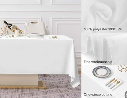 Surmente 2 Pack White Rectangle Tablecloth 60 x 102-inch Rectangular Polyester Table Cloth for Weddings, Banquets, or Restaurants