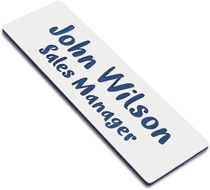 Custom Engraved Name Tag Badges for Business, Personalized Identification with Pin, Magnetic, Adhesive, or Blank Backing, 1"x3"-Green/White Text