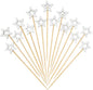 Minisland Big White Star Cocktail Picks, 5.5 Inch Long Bamboo Fancy Toothpicks for Appetizers, Decorative Independence Day Christmas Party Food Drinks Garnish Fruit Skewer Sticks 50 Counts - MSL434