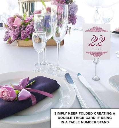 Paisley Wedding Table Numbers (Select Color/Quantity), Champagne, Burgundy, 1-10, Double Sided, Tent or Use in a Stand, Great for Parties & Restaurants - Made in the USA