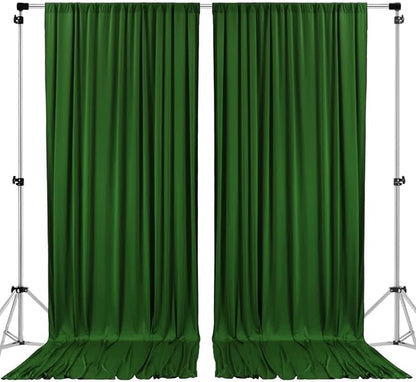 AK TRADING CO. 10 feet x 8 feet IFR Polyester Backdrop Drapes Curtains Panels with Rod Pockets - Wedding Ceremony Party Home Window Decorations - Valley Green