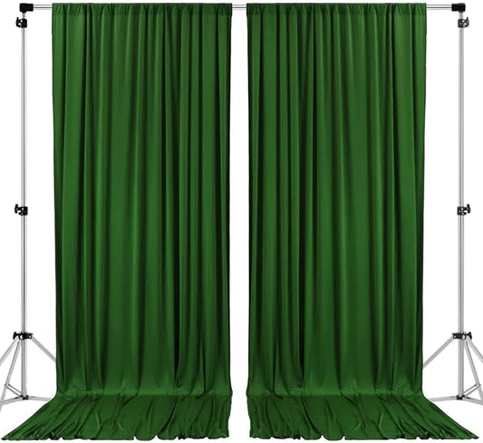AK TRADING CO. 10 feet x 8 feet IFR Polyester Backdrop Drapes Curtains Panels with Rod Pockets - Wedding Ceremony Party Home Window Decorations - Valley Green