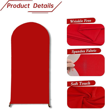bricia Wedding Arch Backdrop Stand Cover, 7.2FT Double Sided Stretchy Arch Cover Fitted Wedding Birthday Party Banquet Decoration (Red 86.4''Lx48''W)