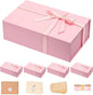 LIFELUM Pink Gift Boxes with Lids for Presents 5 Pack 13.85x8.35x4.45 Inch Gift Boxes with Ribbon,Card,Shredded Paper Filler Magnetic Gift Box for Wedding Gifts