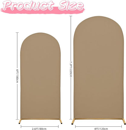Wedding Arch Covers Arch Backdrop Cover Arch Stand Covers 7.2FT 6FT Set of 2 Arch Cover Spandex Fabric Stretchy Backdrop for Wedding Birthday Party Decoration Baby Shower (Khaki)