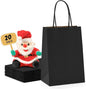 METRONIC 20 Pack 5.25x3.75x8 Small Black Gift Bags, Kraft Paper Shopping Bag with Handles for Small Business, Boutique, Gift Wrap, Bulk