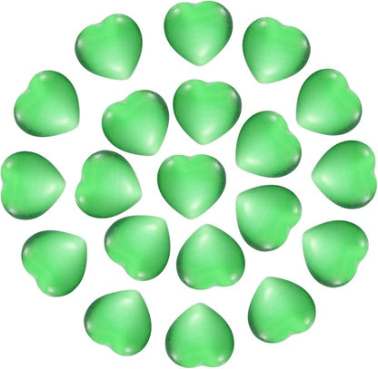 PATIKIL 20 Pcs Natural Heart Shaped Crystal Stone, 0.6 Inch Mini Polished Love Gemstone Crystal, Pocket Rock Engraved Worry Stones for Women Gifts Meditation, Bright Green