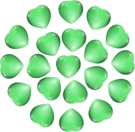 PATIKIL 20 Pcs Natural Heart Shaped Crystal Stone, 0.6 Inch Mini Polished Love Gemstone Crystal, Pocket Rock Engraved Worry Stones for Women Gifts Meditation, Bright Green