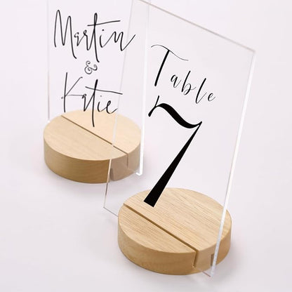 UNIQOOO 10 Pack 3" Round Birch Wood Stands for Wedding Acrylic Sign, Wood Table Number Holders for 1/8 Thick Acrylic Sheets | Wedding Display Stand, Card Holder for Bar Menu, Retail Sign, Party
