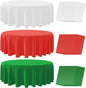 36 Pack Christmas Round Disposable Tablecloth, Red White Green Circle Plastic Tablecloth Bulk, Italy Theme Table Covers for Christmas Family Gathering Dining Banquet Italian Party Decoration,84inch