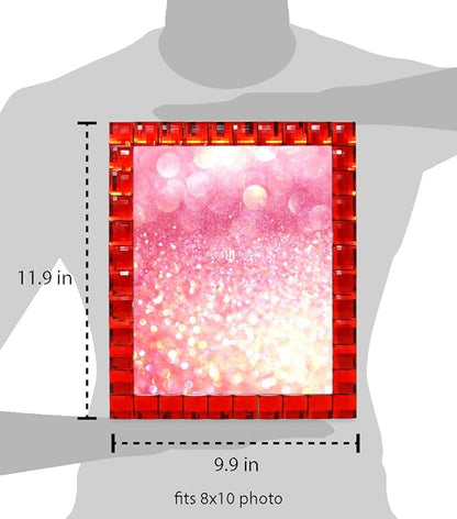 Isaac Jacobs Decorative Sparkling Red Jewel Picture Frame, Photo Display & Home Décor (8x10, Red)