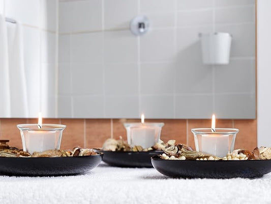 WGV Flare Lip Cylinder Tea Light Votive Candle Holder 2.4" W x 1.75" H, Clear Oyster Glass Cup, Small Accent Decor, 1 Pc