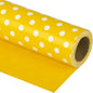 WRAPAHOLIC Reversible Wrapping Paper - Mini Roll - 17 Inch X 33 Feet - Yellow and Polka Dot Design for Birthday, Holiday, Wedding, Baby Shower