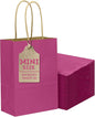 qiqee 24 Pcs Rosy Mini Paper Gift Bags with Handles 6"x4.5"x2.5" Small Brown Kraft Party Favor Treat Bags Multiple Uses (Mini size)