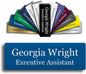 Custom Engraved Name Tag 1" x 3" Personalized Badge Magnetic or Pin Backing Made in The USA by Gem Awards (Blue)
