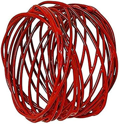 Handmade Round Red Mesh Napkin Rings Set of 12 Holder for Dinning Table Parties Everyday, Dia: 2 Inch