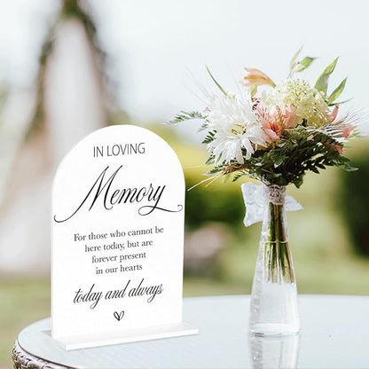 In Loving Memory Wedding Sign, In Memory Wedding Sign for Engagement Bridal Shower Decor fo Ceremony Reception, Weddings White Acrylic Sign