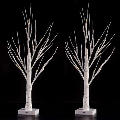 Sunnyglade 2PCS 2Ft 24 LED Birch Tree Light Bonsai Tree Light Warm White for Home Wedding Festival Party Christmas Decoration