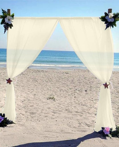 DUOBAO 2-Pack Sheer Chiffon Curtain Panels - Lightweight Voile Drapes for Windows, Living Room & Bedroom, Ivory, 58x120 Inches (Rod Pocket Design