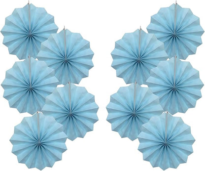 Blue Graduation Party Decor,Baby Blue Party Decorations,Christmas Baby Shower Decorations,Under The Sea Decorations,Blue Bachelorette Party 8in Hanging Paper Fans 30 Color DIY Set (Light Blue)