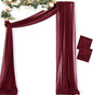 MLMC Burgundy Wedding Arch Draping Fabric 2 Panels 29" x 20 FT Extra Long Gauze Drapes Sheer Backdrop Curtains 6.6 Yards Outdoor Drapery Panels for Wedding Bridal Shower Party Ceiling Decoration