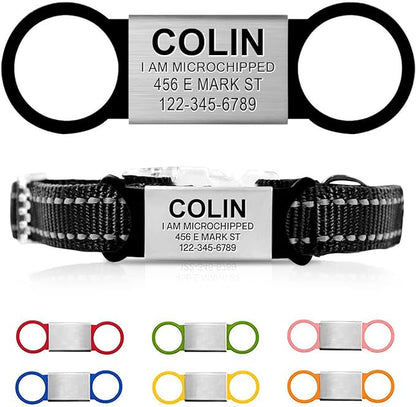 Personalized Dog & Cat ID Tags - No Noise, Engraved, Slide On - Custom Collar Tags for Small, Medium & Large Pets - Silent Identification