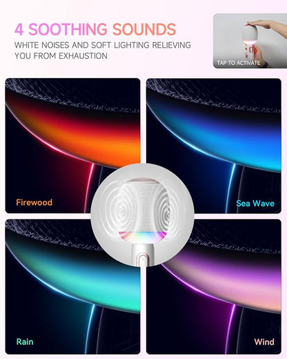 Wireless Bluetooth karaoke Microphone, 5-in-1 Portable Handheld Microphone for iPhone, Karaoke Microfono with Dynamic Lights for Car / Home Party, Music Record, Duet Singing Mic for Kids Adults-White