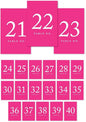 Andaz Press Table Numbers 21-40 on Perforated Paper, Fuchsia, 4x6-inch Single Sided Sign, 1-Set, For Weddings, Graduation