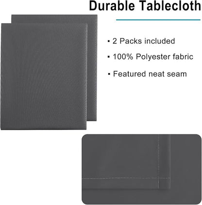 Hiasan 2 Pieces Rectangle Tablecloth - Waterproof and Spillproof Dining Room Washable Polyester Table Cloth for Dining Room, 54 x 80 Inch, Grey