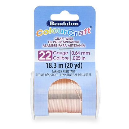 Beadalon ColourCraft Wire, 22 Gauge, Rose Gold Color Silver Plated, 20 yd Spool