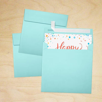 LUXPaper Square Invitation Envelopes | Peel & Press | 5 1/4" x 5 1/4" | Seafoam Blue | 80lb. Text | 50 Qty