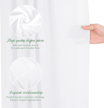 Wedding Arch Draping Fabric, 8 Panels 28" x 20ft White Sheer Chiffon Curtain Drapes for Wedding Drapes Sheer Backdrop Curtains