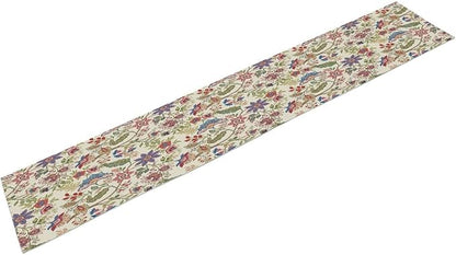 Spring Floral Table Runner, Boho Floral Pattern Natural Plant Table Decoration for Home Kitchen Restaurant Holiday Party,13in（33cm） W * 108in（274cm） L